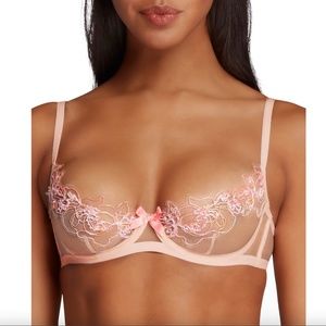 NWT $235 Agent Provocateur Lindie Floral-Embroidered Demi Bra in 32D!